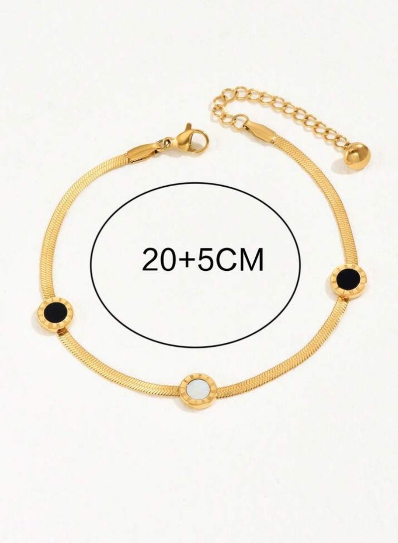 إيكوال خلخال نسائي انيق مصنوع من الاستانلس ستيل مطلي باللون الذهبي - Image 5