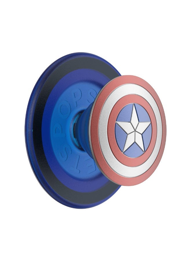 POPSOCKETS حامل وقبضة مغناطيسية للهاتف من MagSafe PopGrip مرخصة، مغناطيس قوي، لهاتف iPhone 15/14/13/12 وحافظات MagSafe، حلقة محول متضمنة للهواتف والحافظات غير المزودة بـ MagSafe - Captain America - Image 1