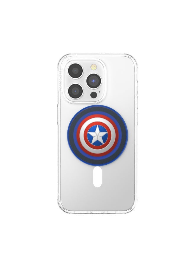 POPSOCKETS حامل وقبضة مغناطيسية للهاتف من MagSafe PopGrip مرخصة، مغناطيس قوي، لهاتف iPhone 15/14/13/12 وحافظات MagSafe، حلقة محول متضمنة للهواتف والحافظات غير المزودة بـ MagSafe - Captain America - Image 3