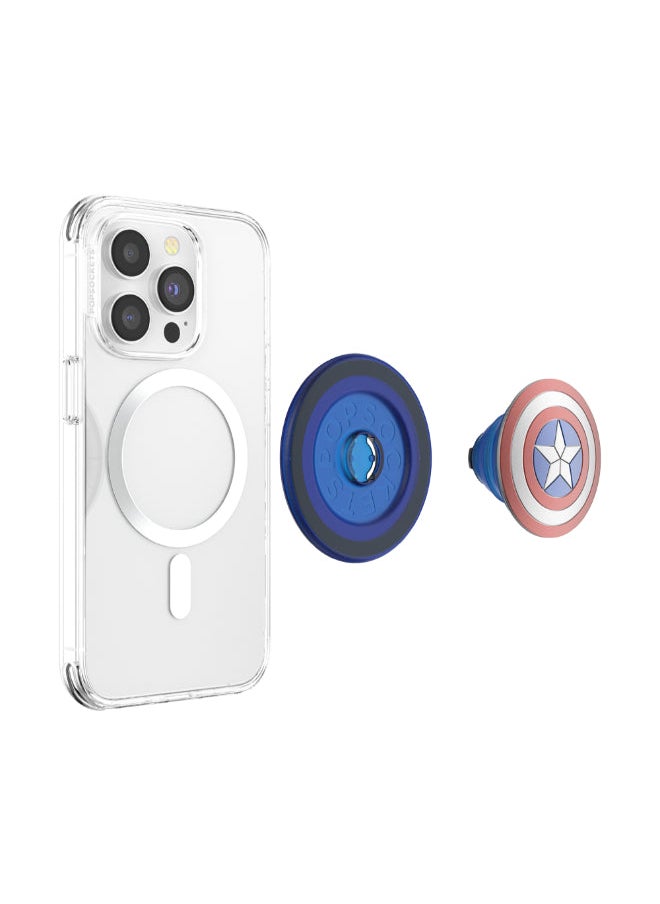 POPSOCKETS MagSafe PopGrip Licensed | Magnetic Phone Grip & Stand, Strong Magnet, for iPhone 15/14/13/12 & MagSafe Cases, Included Adapter Ring for non-MagSafe Phones & Cases - Captain America  - Image 4