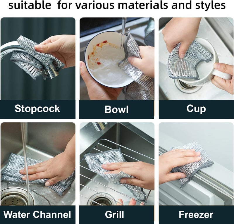 VOOY Non Scratch Wire Dish Cloth – 15 Pack Multipurpose Wire Cloth for Dish Washing | Reusable Rags for Utensils, Kitchen, and Sinks | Easy Rinse & Fast Dry | Wire Texture for Cleaning - Image 5