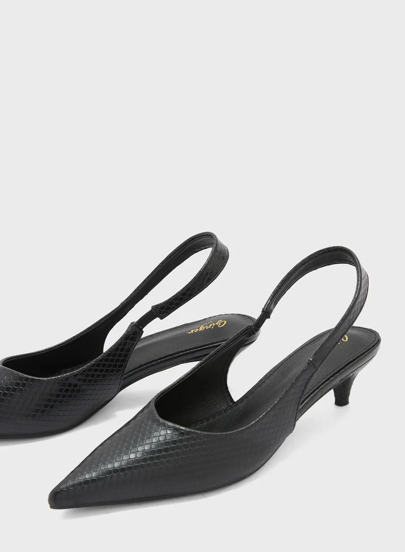 Ginger Snake Print Back Strap Pump