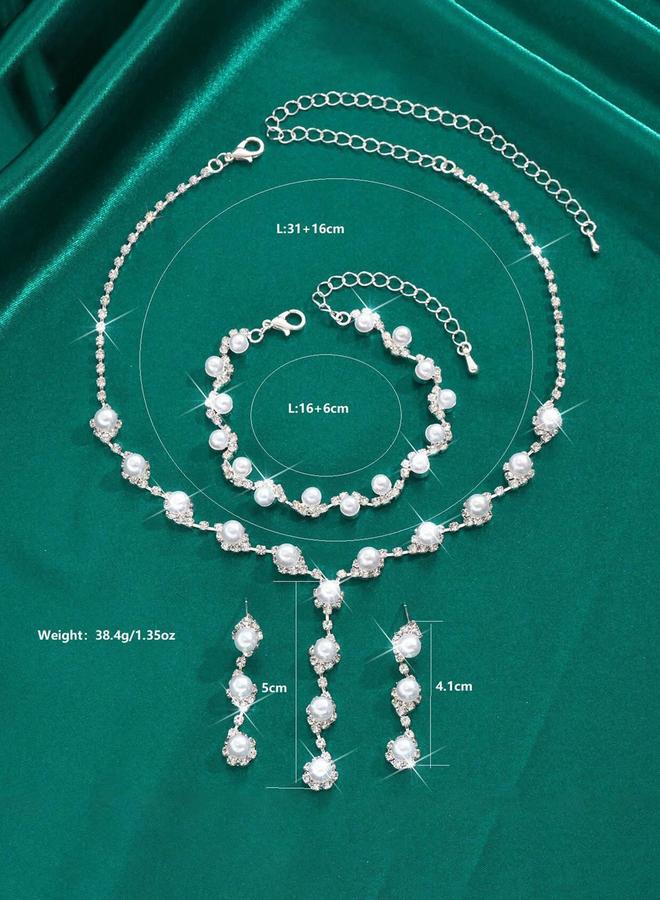 Styli Set of 3 - Faux Pearl Embellished Necklace, Earrings and Bracelet - Image 5
