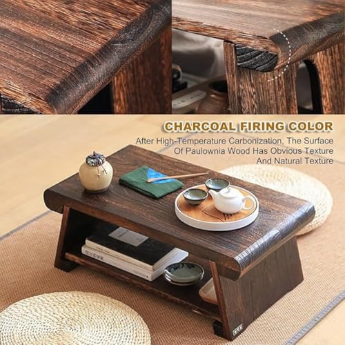 Crysellewoods Foldable Antique Coffee Table,Japanese Floor Tea Table,Laptop,Multifunctional Low Table,Suitable for Sitting On The Floor, LightweightSheesham Wood (Style 2, 50 * 30 * 20CM) - Image 5
