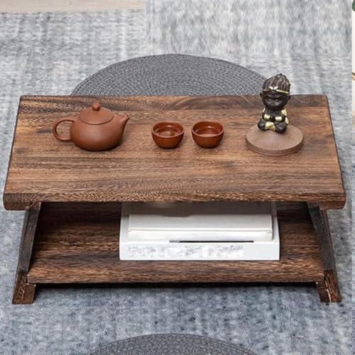 Crysellewoods Foldable Antique Coffee Table,Japanese Floor Tea Table,Laptop,Multifunctional Low Table,Suitable for Sitting On The Floor, LightweightSheesham Wood (Style 2, 50 * 30 * 20CM) - Image 3