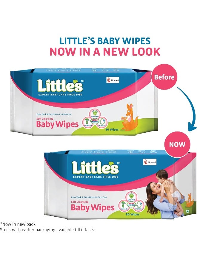 Little's - Little's Soft Cleansing Baby Wipes, 80 Wipes (Pack of 4) - Image 1