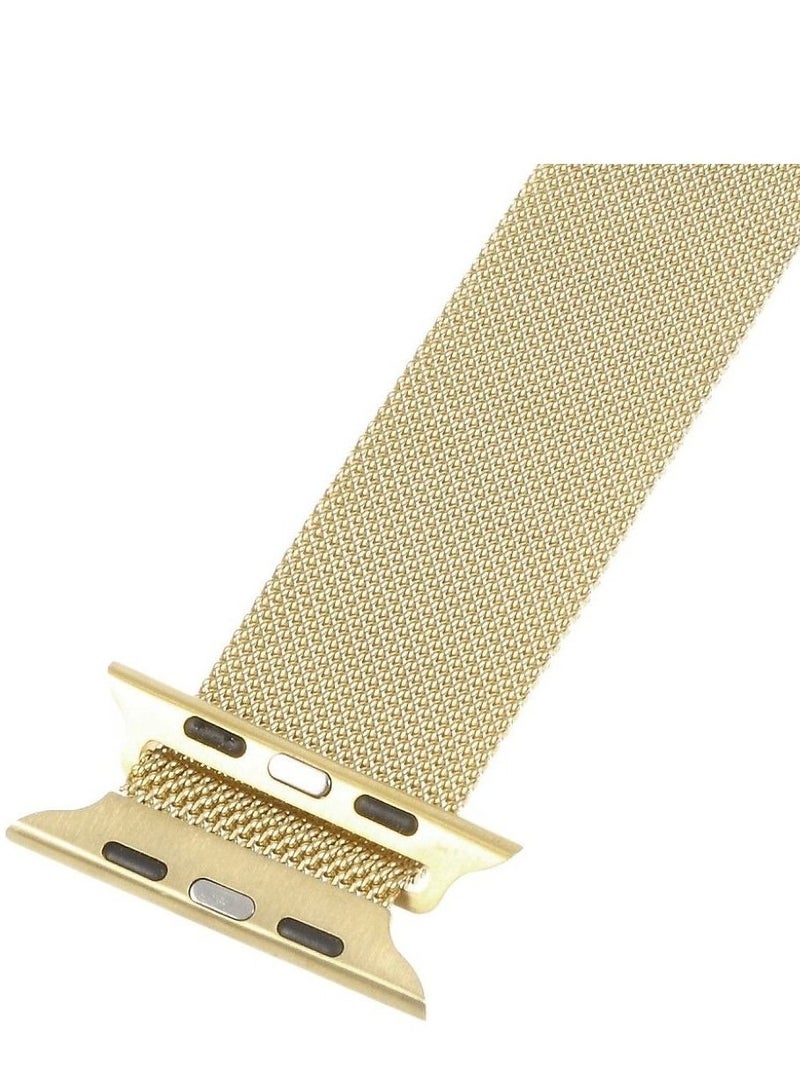 MOCOM Metal Stainless Steel Milanese Loop Chain Mesh Band for Apple Watch 7/6/SE/5/4/3/2/1 45mm/44mm/42mm Gold  - Image 3