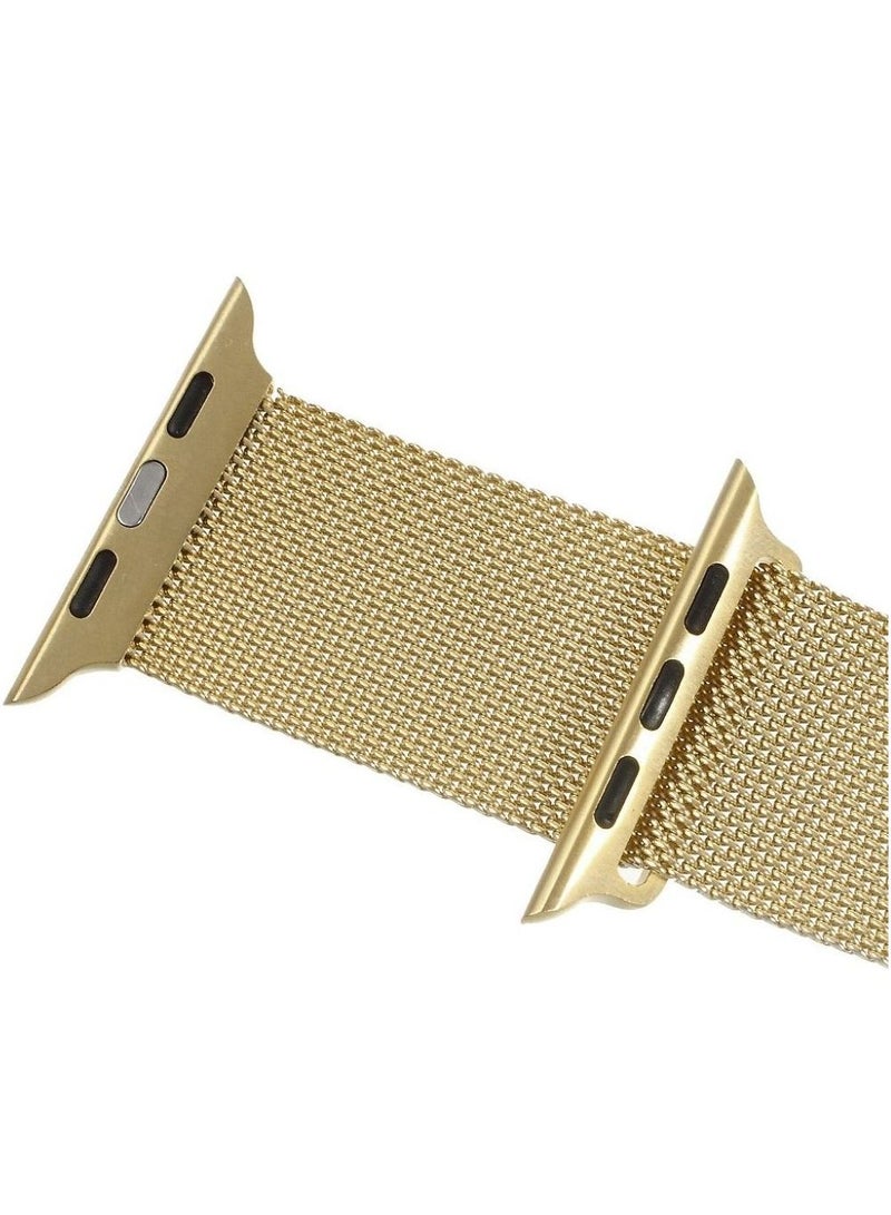 MOCOM Metal Stainless Steel Milanese Loop Chain Mesh Band for Apple Watch 7/6/SE/5/4/3/2/1 45mm/44mm/42mm Gold  - Image 2