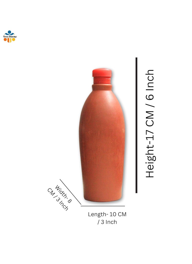Terra Charms Terra Charms Terracotta Clay Water Bottle Handmade Earthen EcoFriendly Mitti Water BottleCombo Set Pack of 2 Pcs Handcrafted Bottle Water Bottle With Steel Cap 1 Litre Capacity Each  - Image 3