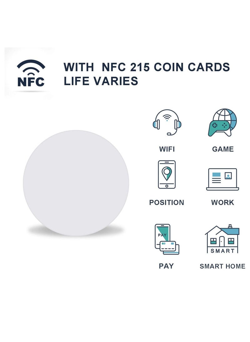 Excefore - 50pcs NFC 215 Cards, NTAG215 NFC Round Cards NFC 215 Card Tag Compatible with TagMo and Amiibo and NFC Enabled Mobile Phones and Devices - Image 1