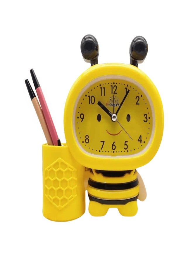 KKpxafl Cute Home Small Table Clock,Pen Holder Alarm Clock Operated for Living Room Decor Desk Shelf （Yellow） ﻿ - Image 1