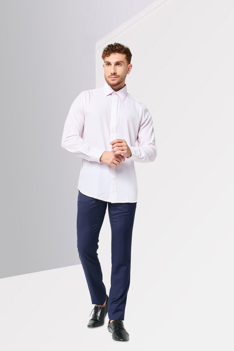 Scotch & Soda Men Modern Fit Micro Check Long Sleeve Dress Shirt, Light Pink - Image 2