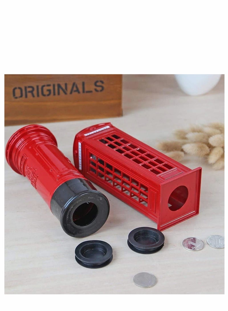 SOLARAE Metal Alloy Money Coin Spare Change Piggy London Street Red Telephone Booth Bank Souvenir Model Box Jar, - Image 3