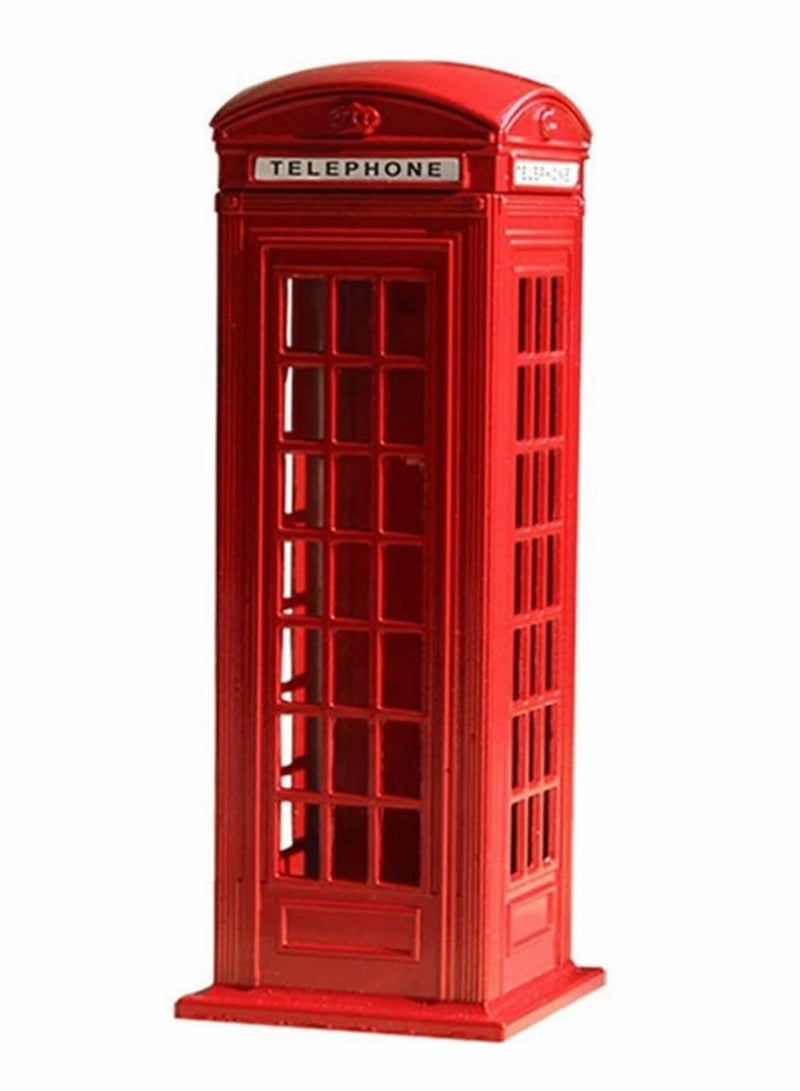 SOLARAE Metal Alloy Money Coin Spare Change Piggy London Street Red Telephone Booth Bank Souvenir Model Box Jar, - Image 1