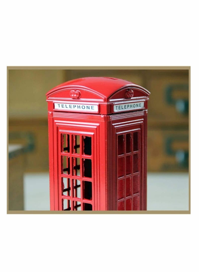 SOLARAE Metal Alloy Money Coin Spare Change Piggy London Street Red Telephone Booth Bank Souvenir Model Box Jar, - Image 2