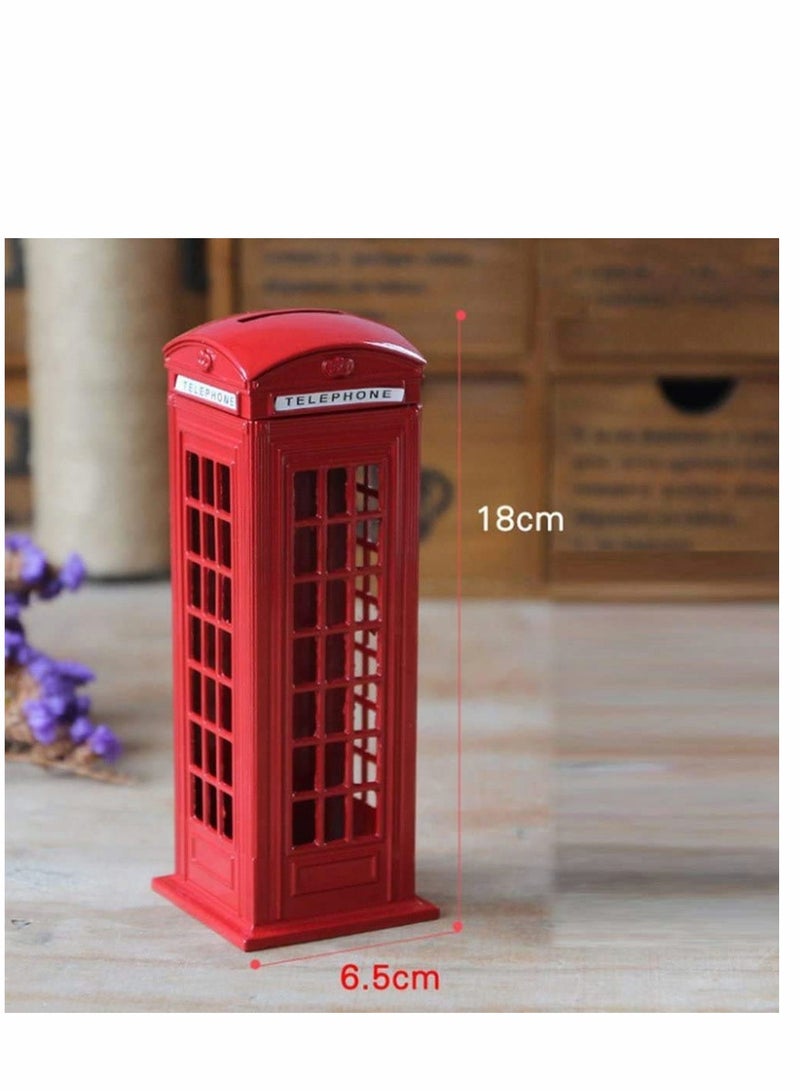 SOLARAE Metal Alloy Money Coin Spare Change Piggy London Street Red Telephone Booth Bank Souvenir Model Box Jar, - Image 4