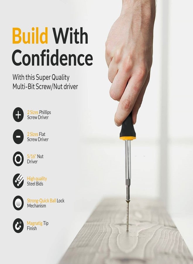 Raven 6 in 1 Screwdriver set with Comfortable Non-Slip Grip, Multi-tool Screw Driver Bit Set multipurpose, All in 1 Nut Driver with Phillips/Slotted Super Quality Steel Bits, with Built-in bit holder - Image 2