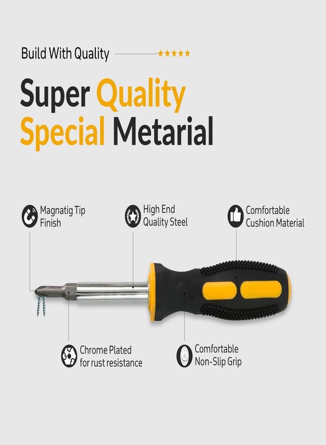 Raven 6 in 1 Screwdriver set with Comfortable Non-Slip Grip, Multi-tool Screw Driver Bit Set multipurpose, All in 1 Nut Driver with Phillips/Slotted Super Quality Steel Bits, with Built-in bit holder - Image 5