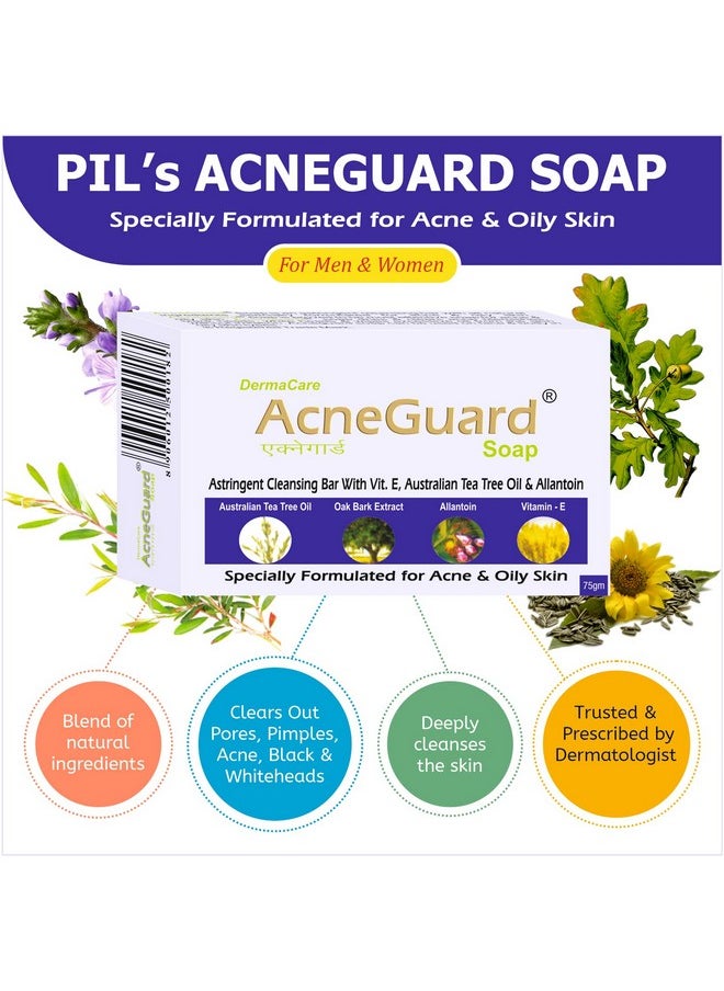PIL - Acneguard Soap Clears Acne Pimples Clogged Pores For Face And Body Perfect Blend Of Natural Ingredients Deeply Cleanses Gentle Refreshing (75Gm Each Pack Of 2) - Image 1