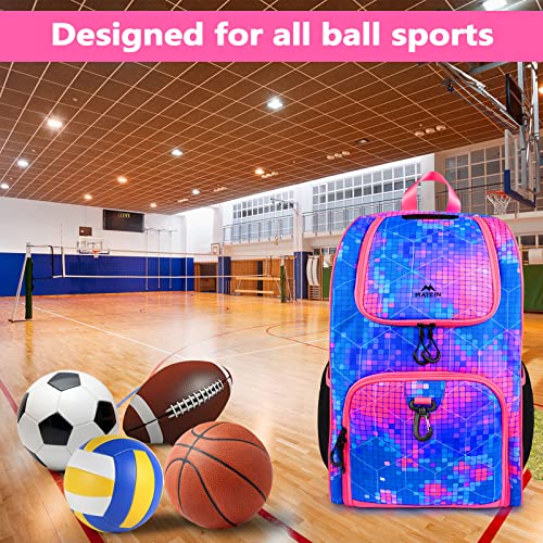 MATEIN Basketball Bag Sturdy Soccer Bag with Ball Holder Shoe Compartment Large Basketball Backpack for Training Equipment Water Resistant Sports Ball Backpack Fits Volleyball Football Colorful - Image 3