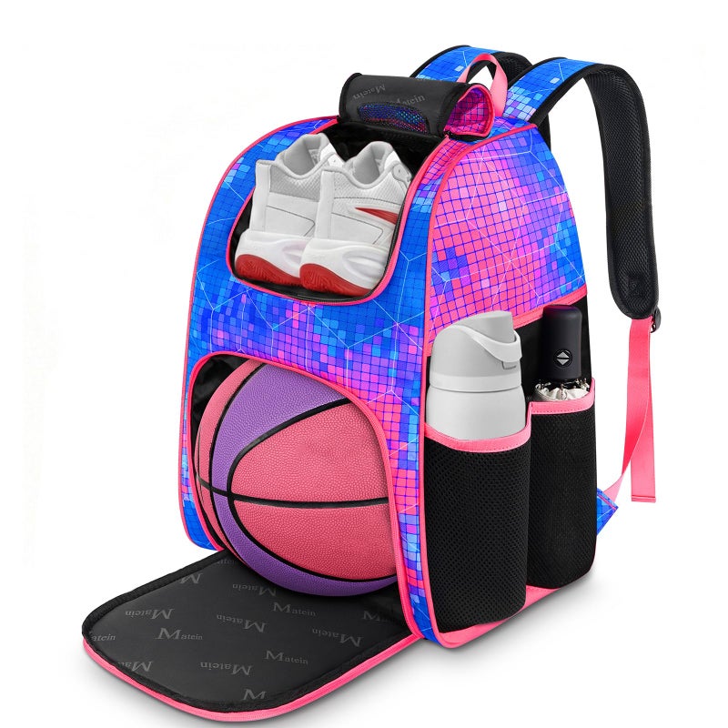 MATEIN Basketball Bag Sturdy Soccer Bag with Ball Holder Shoe Compartment Large Basketball Backpack for Training Equipment Water Resistant Sports Ball Backpack Fits Volleyball Football Colorful - Image 2