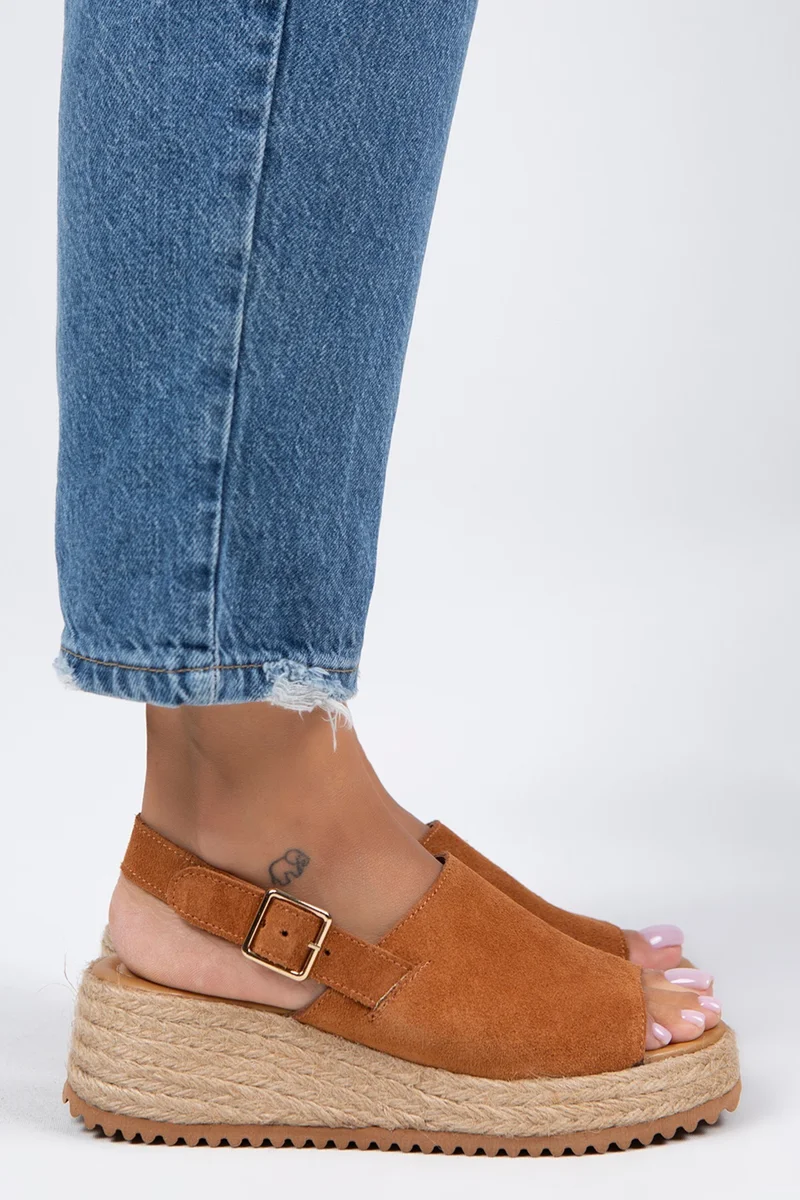 Manijero Manijero Penny Women's Genuine Leather Belted Buckle Tan Sandals