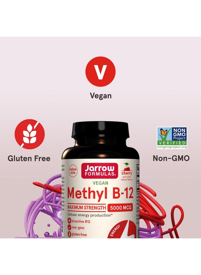 Jarrow Formulas Maximum Strength Methyl B-12 5000 mcg Dietary Supplement - 90 Cherry Chewable Tablets - Bioactive Vitamin B-12 - Supports Cellular Energy Production, Sleep & Brain Health (Pack of 12) - Image 5