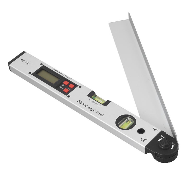 16-inch 225-degree Digital Angle Level LCD Electric Protractor with Horizontal Vertical Level Bubbles Aluminum Alloy Woodworking Angle Gauge - Image 1