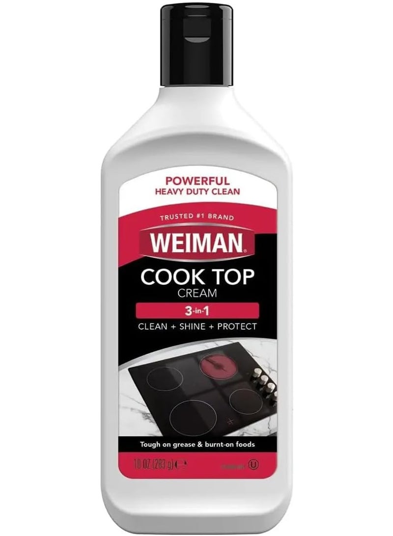 Weiman Glass Cooktop Heavy Duty Cleaner & Polish - Shines and Protects Glass/Ceramic Smooth Top Ranges with its Gentle Formula - 10 Oz., Clear - Image 1