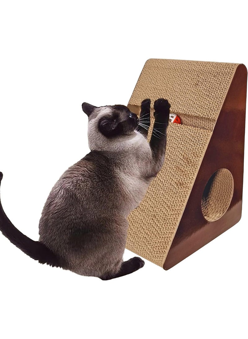 NNC PETS Cat scratcher with Interactive Bell ball toy, Cat tunnel, Catnip, and Durable corrugated cardboard, Wear-resistant cat scratching board for indoor cats & kittens, 37 cm (Chocolate) - Image 1