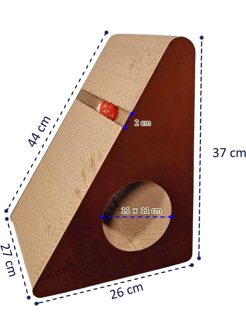 NNC PETS Cat scratcher with Interactive Bell ball toy, Cat tunnel, Catnip, and Durable corrugated cardboard, Wear-resistant cat scratching board for indoor cats & kittens, 37 cm (Chocolate) - Image 2