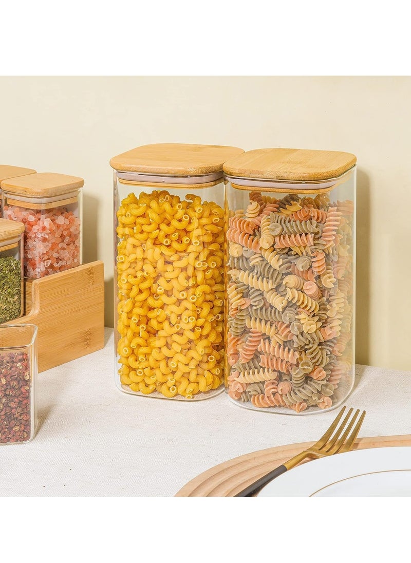 TYCOM Glass Jars Set 1500ml, Food Cereal Storage Spice Containers for Home Kitchen, Food Storage Jars With Labels, Marker and Spoons, Square 10 * 20cm 4 Pieces With Wood Lid.  - Image 5