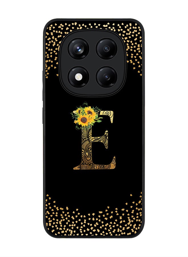 Stylizedd For Xiaomi Redmi Note 14 Pro+ 5G 5G Case,Slim fit Camera Protection, Shockproof Thin Phone cover  - Custom Floral Monogram - E ( Black ) - Image 1