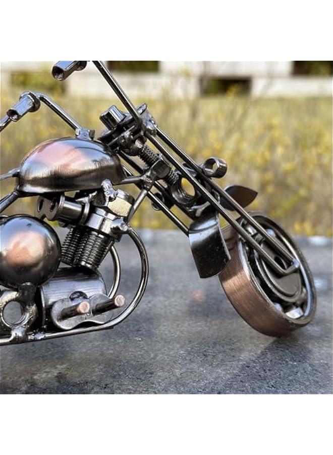 Metal Iron Motorcycle Model Ornaments for Home Office Shelf TV Cabinet Coffee Table Figurine Decorations for Motorcycle Riders, Men, Dad, Husband, Son - Moveable Head and Wheels - Image 5