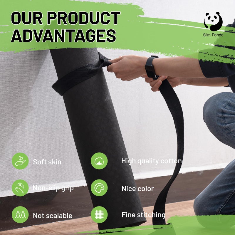 Slim Panda Yoga Mat Straps for Carrying,Adjustable Yoga Mat Carrier, Yoga Mat Sling(Yoga Mat Not Included)(Black) - Image 3