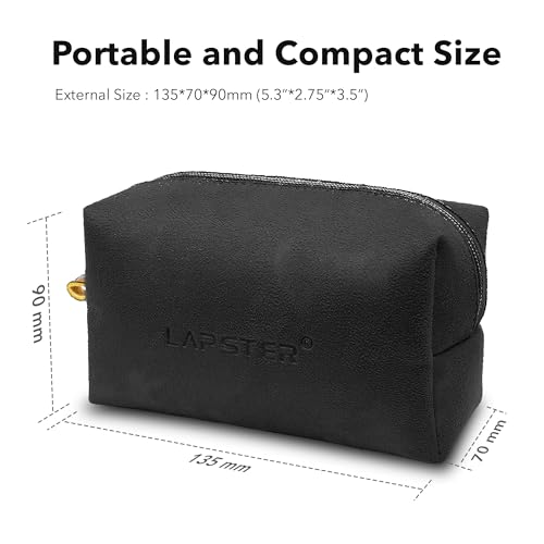 ls lapster Lapster Microfiber PU Leather Sleeve Bag Pouch for MacBook pro Charger and Wireless Mouse Storage Laptop Adapter USB Cable Multi Bag for MacBook air Charger -Black - Image 4
