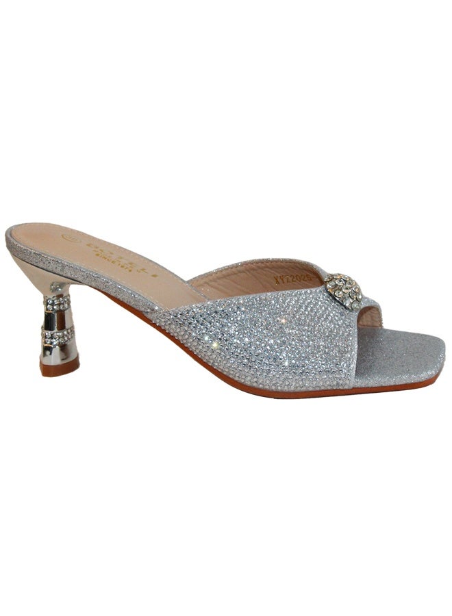 BOTELI Ladies' 36-41 Silver Glitter Square Headed Slippers  - Image 3