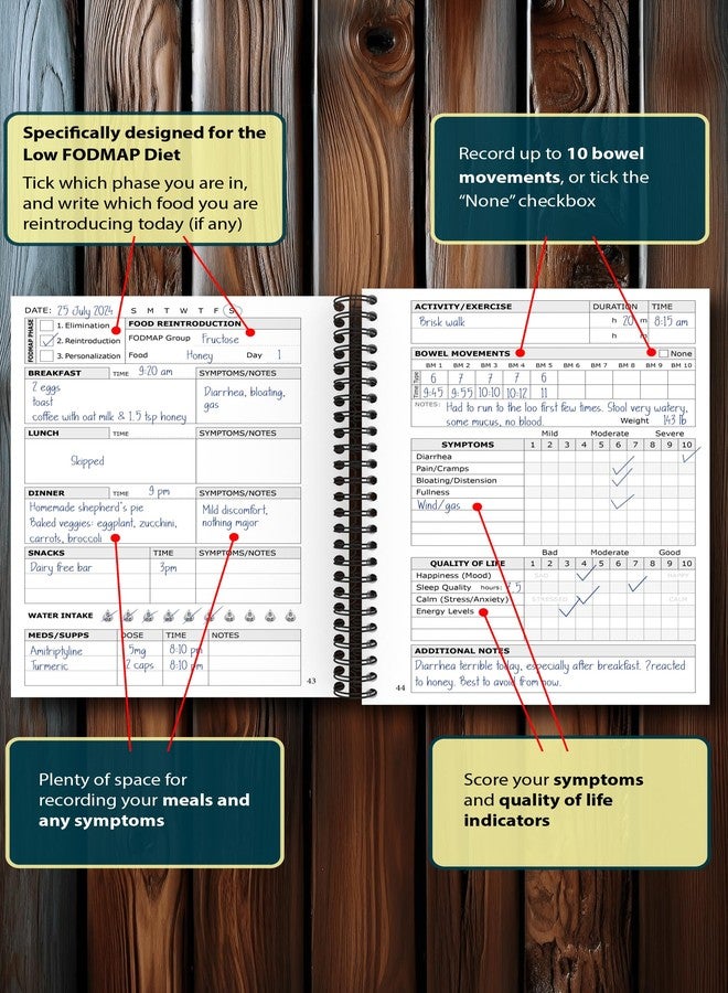 OptiLiving Publishing Low FODMAP Food Journal - For IBS, Crohn’s, Colitis, SIBO & Other GI Issues | A5 Spiral Bound - Image 2