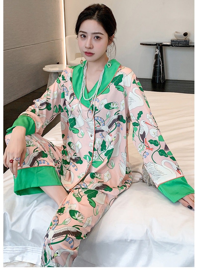 KUYING New Two-Piece Set Of Ice Silk Pajamas - Image 2