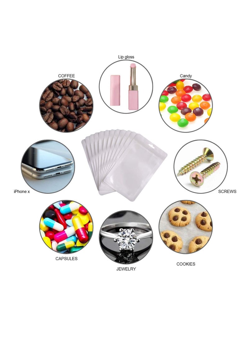 Excefore 100 Pieces Of Food Storage Bag, Resealable Polyester Film Bag, Odor Protection Bag With Zipper And Transparent Window Packaging For Sealing Storage Supplies (White) - Image 5