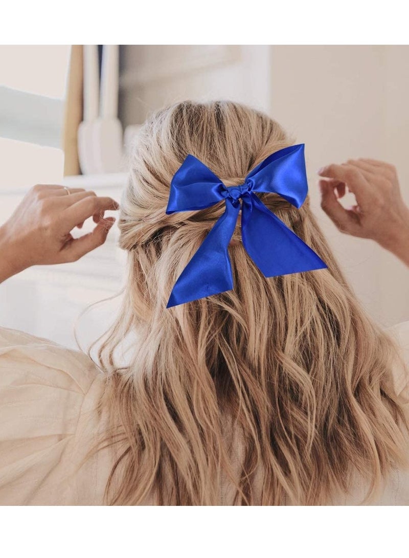 Blue Ribbon, Solid Color Fastener Double Sided Ribbon, Large Ribbon for Car Bow Sewing Craft Gift Wrapping Wedding Party Decor, Opening Ceremony Kit Grand Opening Chair Sash Ornament (4 x 22 yd wide) - Image 2