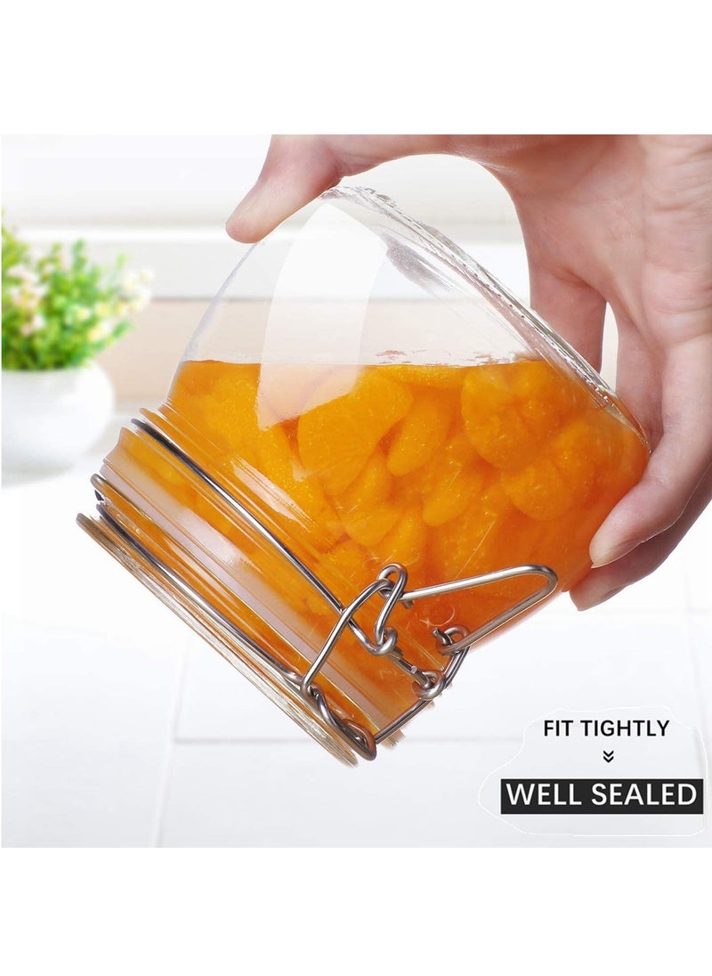 MileMelo - 3 Pcs Airtight Glass Canister Set with Lids 17oz/500ML Food Storage Jar Round - Storage Container with Clear Preserving Seal Wire Clip Fastening for Kitchen Canning Cereal, Pasta, Sugar, Beans - Image 1