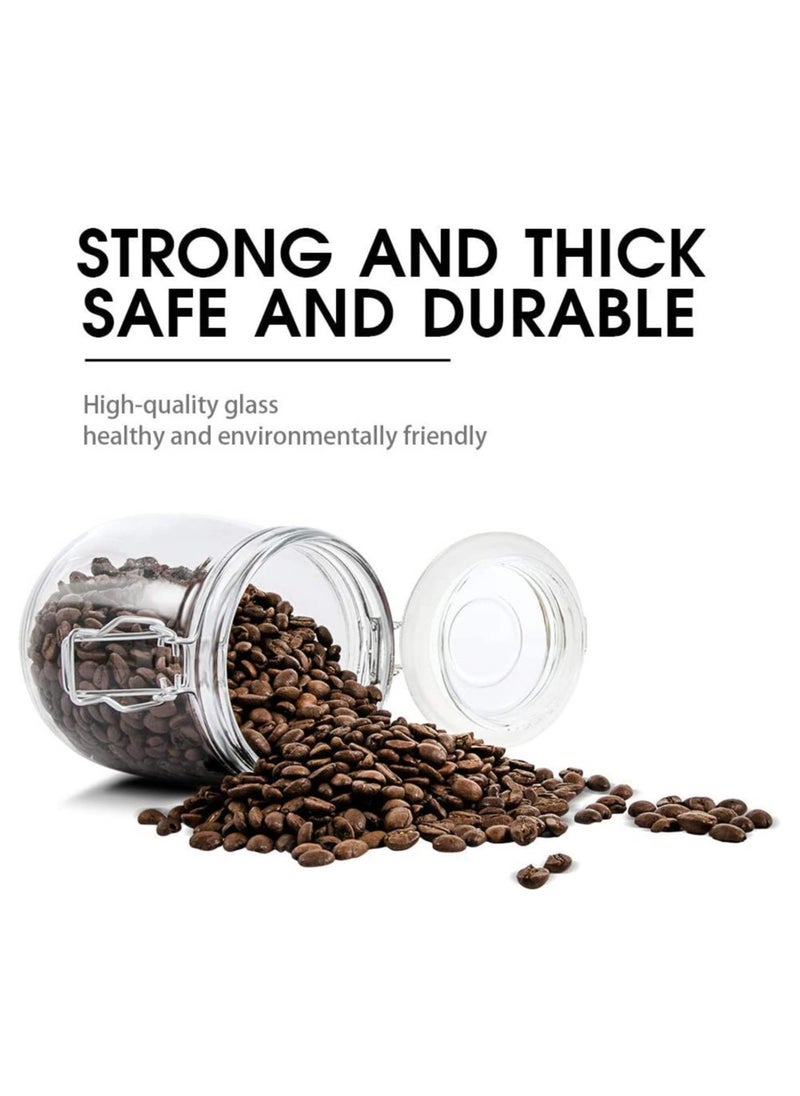 MileMelo - 3 Pcs Airtight Glass Canister Set with Lids 17oz/500ML Food Storage Jar Round - Storage Container with Clear Preserving Seal Wire Clip Fastening for Kitchen Canning Cereal, Pasta, Sugar, Beans - Image 1