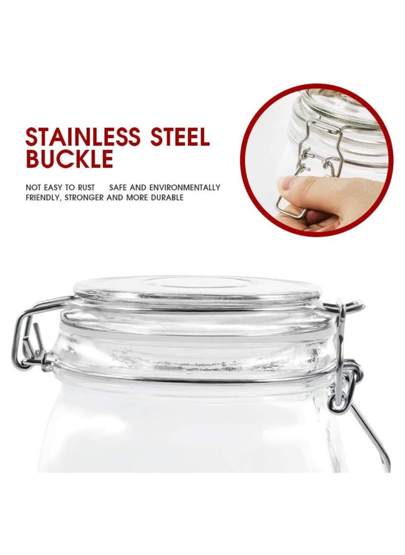 MileMelo - 3 Pcs Airtight Glass Canister Set with Lids 17oz/500ML Food Storage Jar Round - Storage Container with Clear Preserving Seal Wire Clip Fastening for Kitchen Canning Cereal, Pasta, Sugar, Beans - Image 1