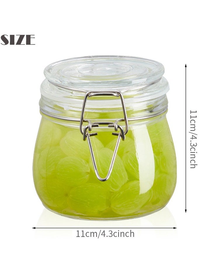 MileMelo - 3 Pcs Airtight Glass Canister Set with Lids 17oz/500ML Food Storage Jar Round - Storage Container with Clear Preserving Seal Wire Clip Fastening for Kitchen Canning Cereal, Pasta, Sugar, Beans - Image 1