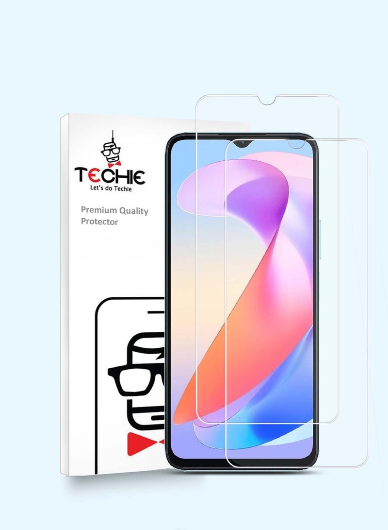 Techie 2 قطع واقي شاشة زجاجي مقسى HD لهاتف Honor X6a - مضاد للانعكاس ومضاد للفقاعات بصلابة 9H وسمك 0.33 مم وحواف مدورة وسهولة في التركيب - Image 1