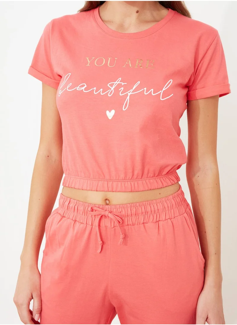 trendyol Printed Knitted Pajama Set