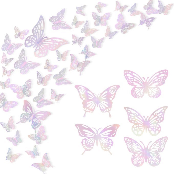 3D BUTTERFLY WALL DECORLASER PINK BUTTERFLY DECORATION STICKERS 60PCS 5STYLE 3SIZEREMOVABLE BUTTERFLY ROOM DECOR BIRTHDAY PARTY DECORATION BABY SHOWER DECORATION WEDDING DECOR FOR CAKE FLOWER