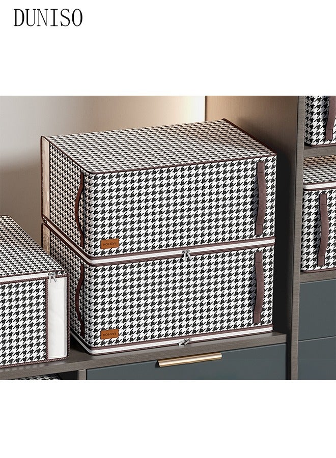 DUNISO 2 Pack Storage Bags Set Large Blanket Clothes Organization And Storage Containers For Comforters, Bedding, Foldable Organizer With Handle, Clear Window, Sturdy Zippers, (55*40*25cm) - Image 3