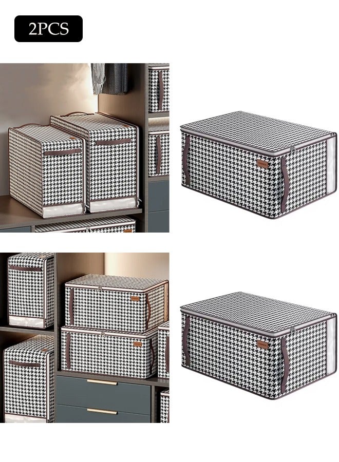 DUNISO 2 Pack Storage Bags Set Large Blanket Clothes Organization And Storage Containers For Comforters, Bedding, Foldable Organizer With Handle, Clear Window, Sturdy Zippers, (55*40*25cm) - Image 1